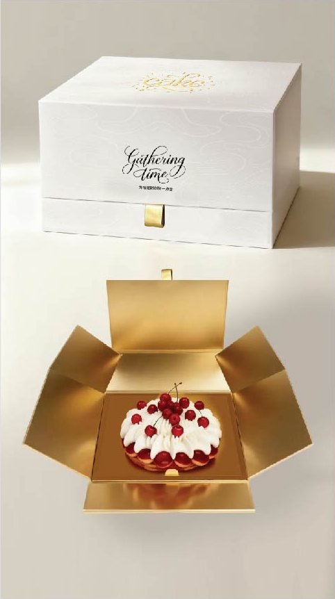 White drawer gift box and gold-lined open box