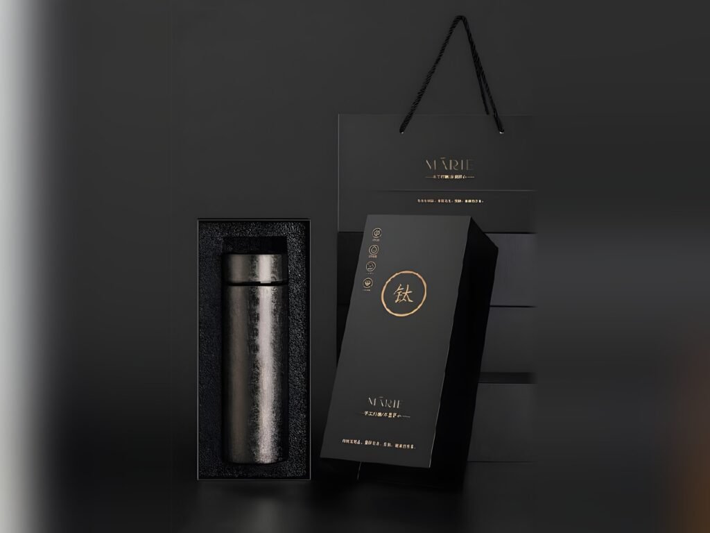Black tumbler gift box with foam insert