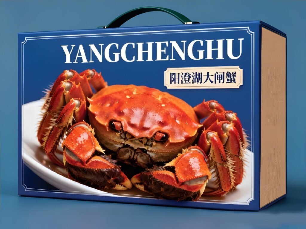 Seafood gift box with handle, crab photo print