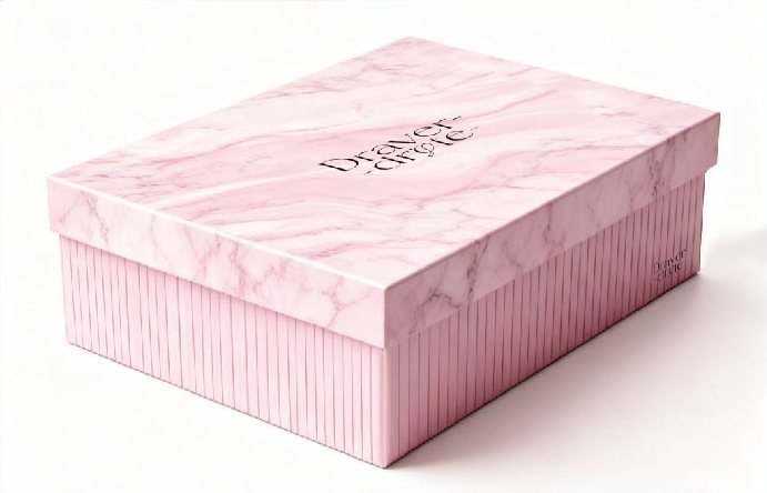 Pink marble-print lid and base shoe box